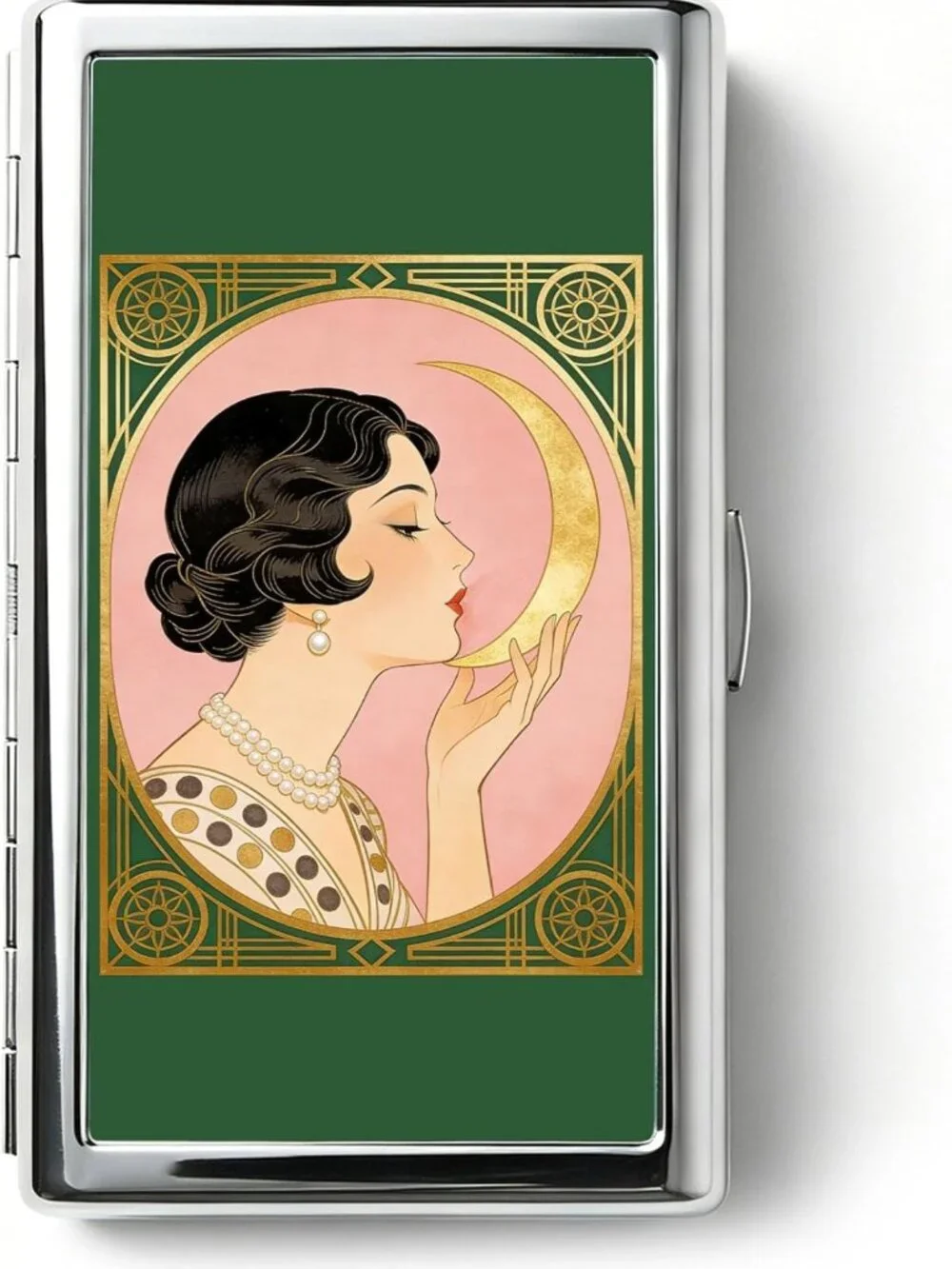 Vintage Art Deco Slim Metal Wallet - Versatile Card & Cash Case for Men & Women
